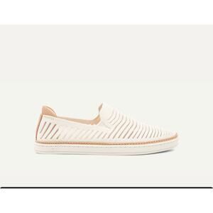 UGG White Slip-On Laser-Cut Leather Sneakers